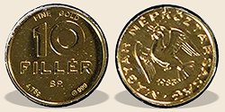 1983-as arany 10 fillér  hivatalos pénzverdei fantaziaveret