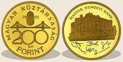 1992-es arany piefort 200 forint  hivatalos pénzverdei fantaziaveret