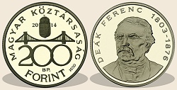2014-es ezüst PP piefort 200 forint hivatalos pénzverdei fantaziaveret