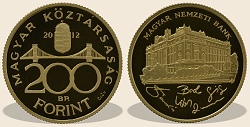 2012-es réz (CuZn) PP piefort 200 forint  hivatalos pénzverdei fantaziaveret