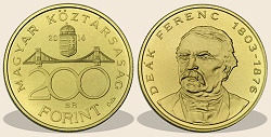 2014-es réz (CuZn) piefort 200 forint  hivatalos pénzverdei fantaziaveret