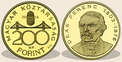 2014-es réz (CuZn) PP piefort 200 forint  hivatalos pénzverdei fantaziaveret