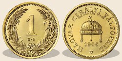 1906-os arany 1 fillér hivatalos pénzverdei fantáziaveret