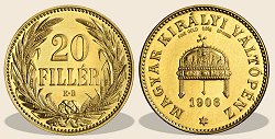 1906-os arany 20 fillér hivatalos pénzverdei fantáziaveret