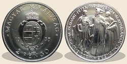 1935-ös Pázmány Péter ezüst 2 pengő hivatalos pénzverdei utánveret