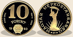 1983-as arany 10 forint  hivatalos pnzverdei fantaziaveret