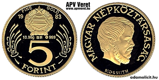 1983-as arany 5 forint  hivatalos pnzverdei fantaziaveret