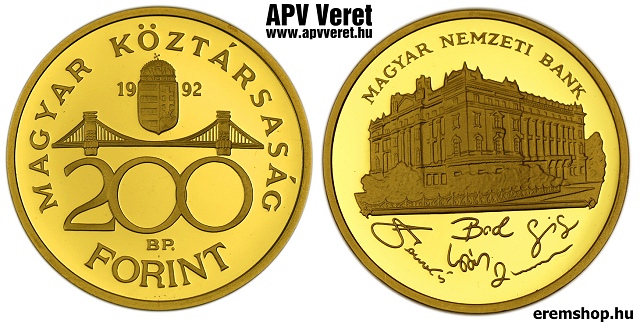 1992-es arany piefort 200 forint  hivatalos pnzverdei fantaziaveret
