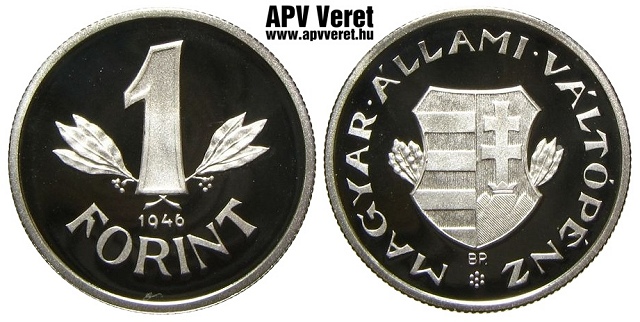 1946-os ezst 1 forint  hivatalos pnzverdei fantziaveret az 1946-os Mesterdarabok szett kiadsban