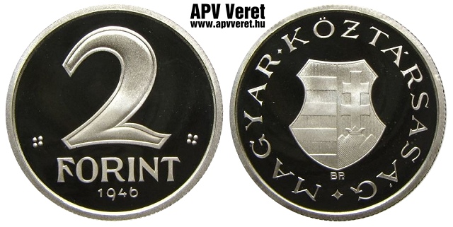 1946-os ezst 2 forint  hivatalos pnzverdei fantziaveret az 1946-os Mesterdarabok szett kiadsban