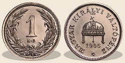 1906-os bronz 1 fillr hivatalos pnzverdei utnveret