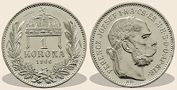 1906-os ezst 1 korona hivatalos pnzverdei utnveret