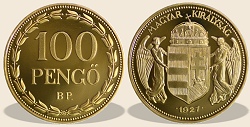 1927-es arany 100 peng hivatalos pnzverdei fantziaveret