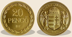 1927-es arany 20 peng hivatalos pnzverdei utnveret