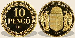 1927-es srgarz 10 peng hivatalos pnzverdei utnveret